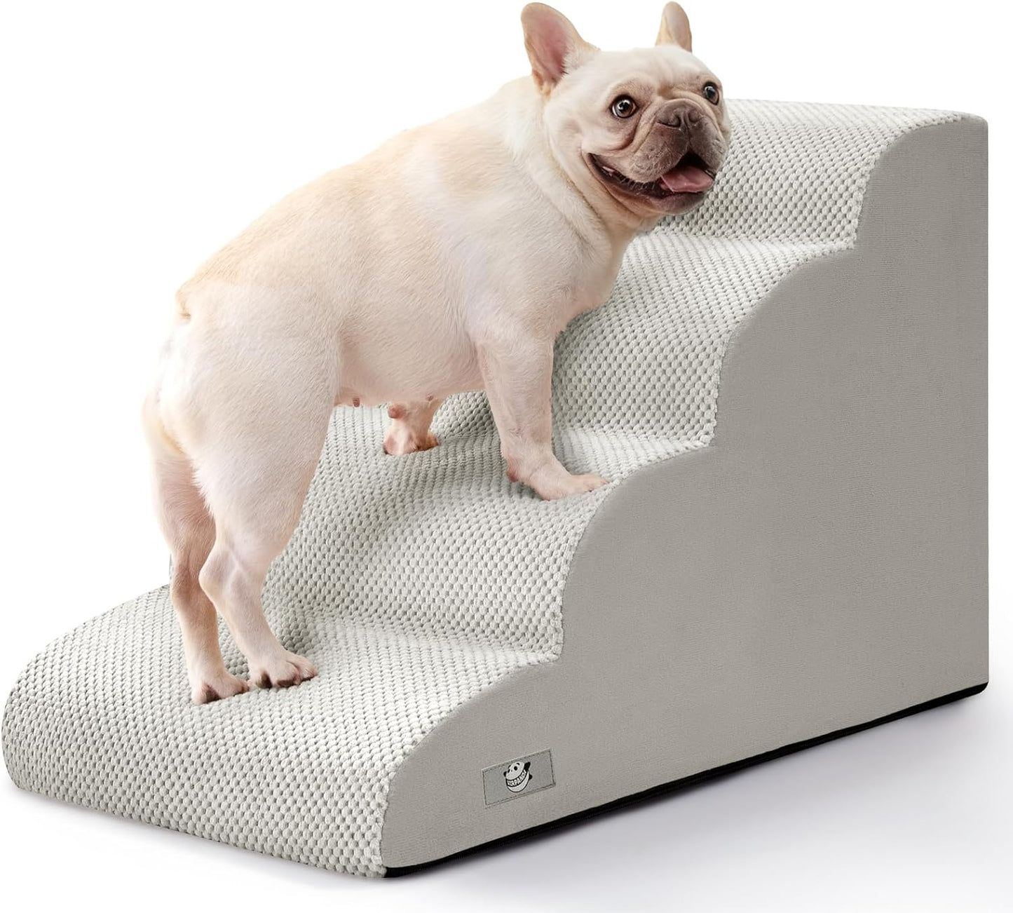 Airpanda Dog Stairs for Small Dogs and Cats – 3 Step Pet Ramp for Couch & Sofa, Non-Slip Dog Steps for Pets, Washable Cover, High-Density Support Foam for Easy Climbing,Beige