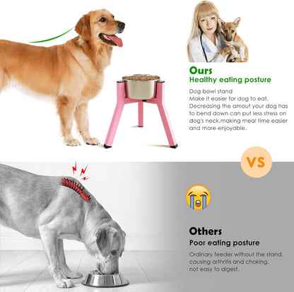 Dog Bowl Stand for Medium Large Dogs, Adjustable Width Elevated Dog Bowls 7-10.6", Raised Dog Food Water Bowls, 11 inch Tall Single Holder, Black,Bowl Not Included