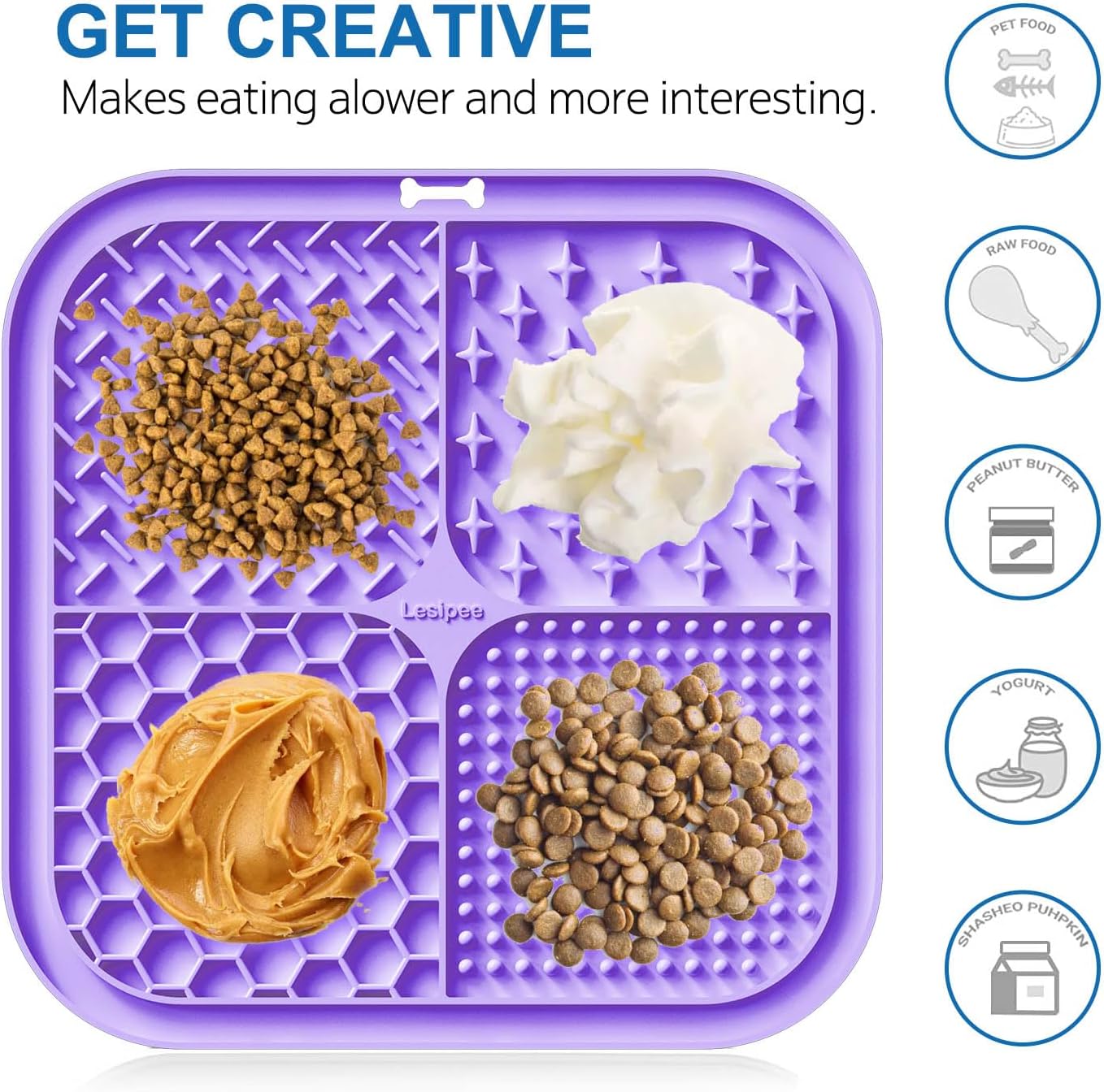Lesipee Licking Mat for Dogs & Cats 2 Pack, Slow Feeder Lick Pat, Dishwasher Safe, Anxiety Relief Dog Toys Feeding Mat for Butter Yogurt Peanut, Pets Supplies Bathing Grooming Training Calming Mat