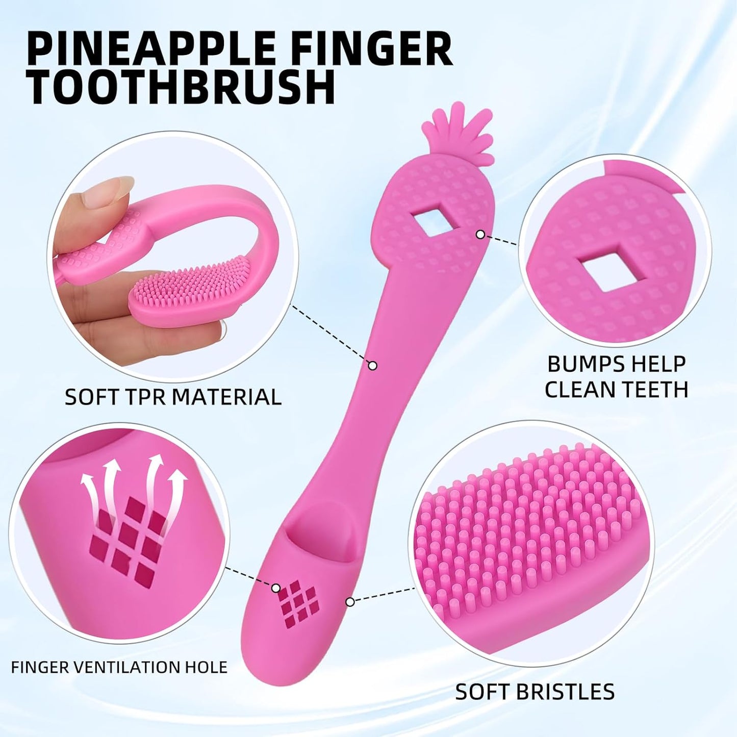 Yellow Pineapple-Shaped Dog Finger Toothbrush Soft TPR Anti-Slip Dog Finger Toothbrush Cover Cat Fingerbrush Tooth Cleaning Tool Pet Dental Care Toothbrush for Dogs and Cats 5.98in/15.2cm