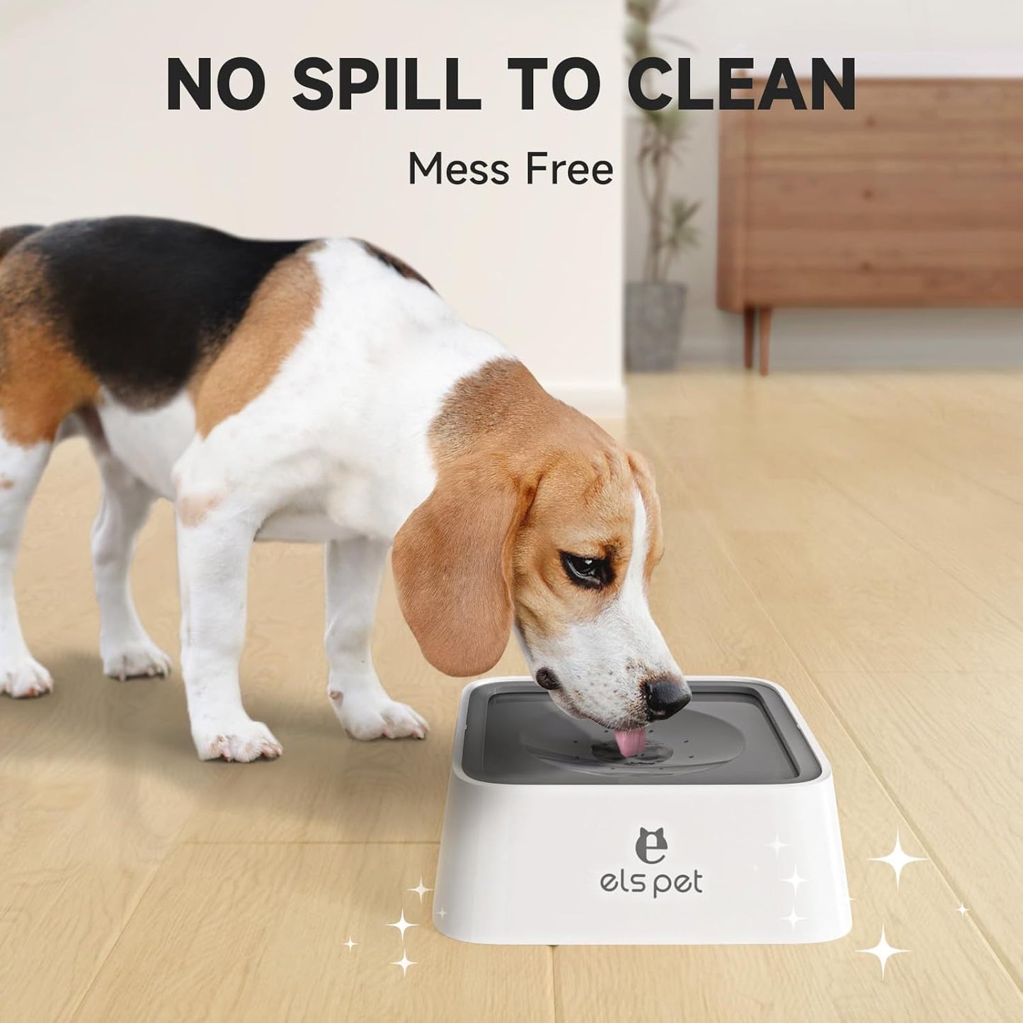 ELS PET Travel Bowl, No Spill, No Drip Slow Water Feeder/Dispenser for Dogs, Cats, 35oz/1L, Splash Proof Travel Bowl for Crate and Car, Keeps Floor & Beard Dry, Dishwasher Safe (Grey)