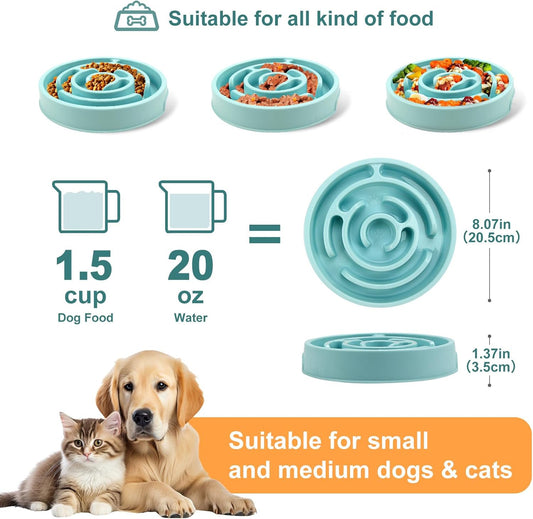 Ceramic Slow Feeder Dog Bowls with Anti-Slip, Slow Feeder & Non-Slip Design, Boredom and Anxiety Reducer, Suitable for All Breed Dogs and Cat (Ceramic-White)