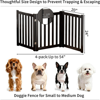 2-Panel Solid Wood Dog Gate - Freestanding Folding Pet Gate for Doorways, Stairs, Indoor, 24" Height, No Installation Needed, Natural Wood
