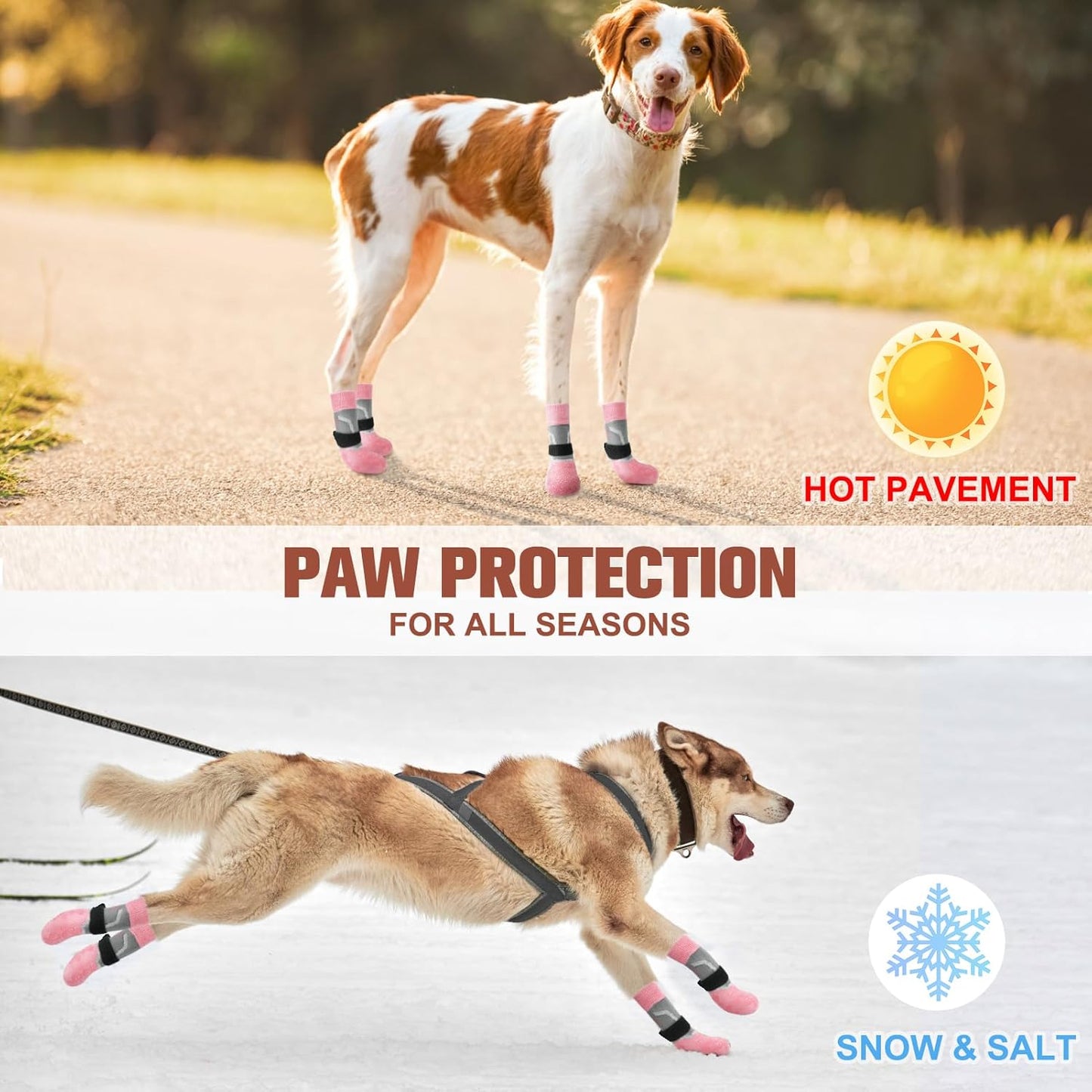 BEAUTYZOO 6PCS Dog Socks to Prevent Licking Paws, Anti Slip Dog Shoes for Hot Pavement Hardwood Floors, Traction Control Toe Grips Boots & Paw Protectors for Small Medium Large Senior Dogs, Grey S