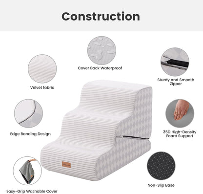 Gardner Pet 4-Step Dog Stairs for Small Dogs 18.5" H, Curved 4-Step Pet Stairs, Dog Steps for High Bed (18-20 in), Couch with Durable Non-Slip Waterproof Fabric Cover and CertiPUR-US Certified Foam