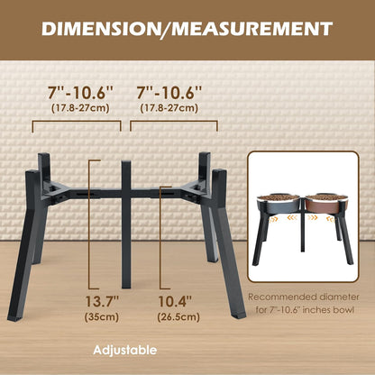 Elevated Dog Bowls for Large and Extra Large Dogs, Adjustable Width Dog Bowl Stand for 7-10.6" Wide Bowls, Food and Water Feeder, 13.7 in Tall Single Holder (Bowl Not Included)