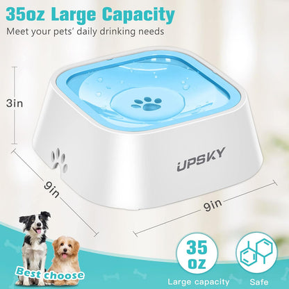 UPSKY No-Spill Pet Water Bowl, Slow Water Feeder, No-Slip Pet Water Dispenser 35oz Feeder Bowl for Dogs and Cats