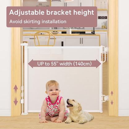 Momcozy Retractable Baby Gate, Mesh Baby Gate or Mesh Dog Gate, 33" Tall,Extends up to 71" Wide, Child Safety Gate for Doorways, Stairs, Hallways, Indoor/Outdoor