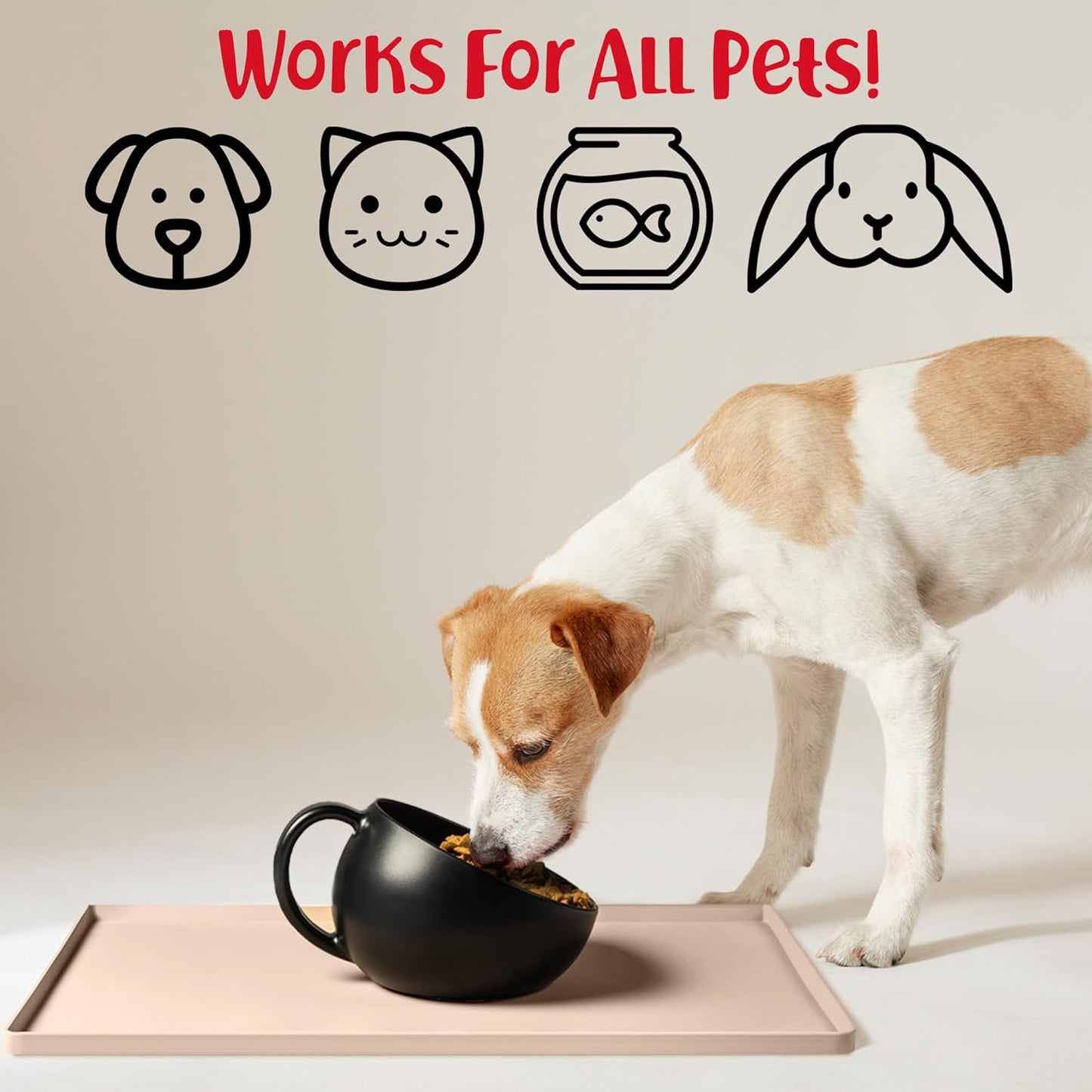 DogBuddy Dog Food Mat – Waterproof Dog Bowl Mat for Food and Water, Silicone Pet Feeding Mats for Floors, Non-Slip Placemat with High Edges for Dogs Bowls, Puppy Essentials (L: 24" x 16", Shadow)