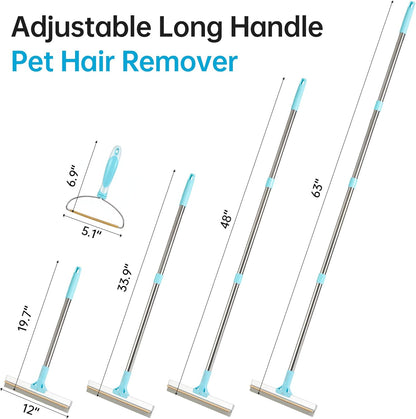 Carpet Rake for Pet Hair Removal Tool, 2 in 1 TPU and Copper Rake Teeth Uproot Clean Hair Remover with 63’’ Adjustable Long Handle,Cat & Dog for Carpets,Rugs, Mats (63’’ Long Handle+1 Short Handle)