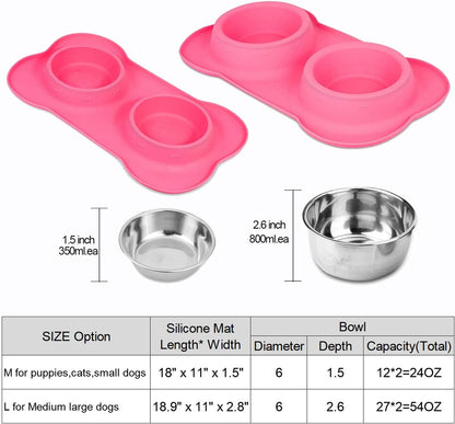 AsFrost Dog Food Bowls Stainless Steel & Water Dish with No-Spill and Non-Skid, Feeder Bowls with Dog Food Dish for Small Medium Large Size,Dogs,Cats,Puppy Pets, Black, 12oz