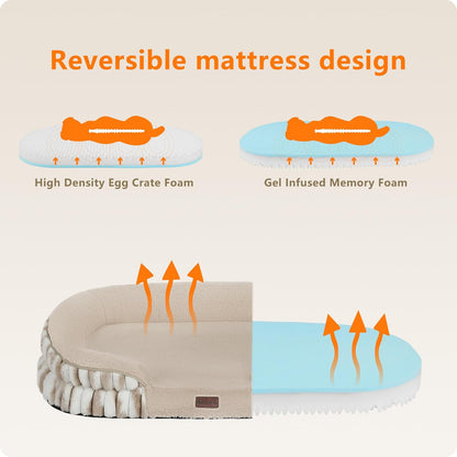 Dwanton Orthopedic Dog Bed for Medium Dogs with Gel Memory Foam, Waterproof Dog Sofa, Washable Pet Bed with Four Sided Bolster Cushion, Removable Cover & Non-Slip Bottom, 36", Dark Gray