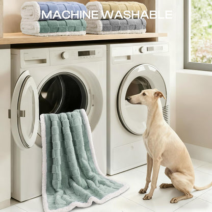 Luciphia Waterproof Dog Blanket, Leakproof Small Pet Blanket for Couch Sofa Bed Furniture Cover Protector, Washable Soft Sherpa Fleece with 3D Jacquard, Cozy Calming Reversible, Gray White, 40"x28"