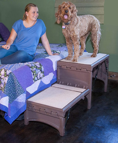 Pet Gear Free Standing Pet Ramp for Cats and Dogs, No Assembly Required, Easy Fold for Storage or Travel, Portable, Holds Up to 100lbs, Wheat