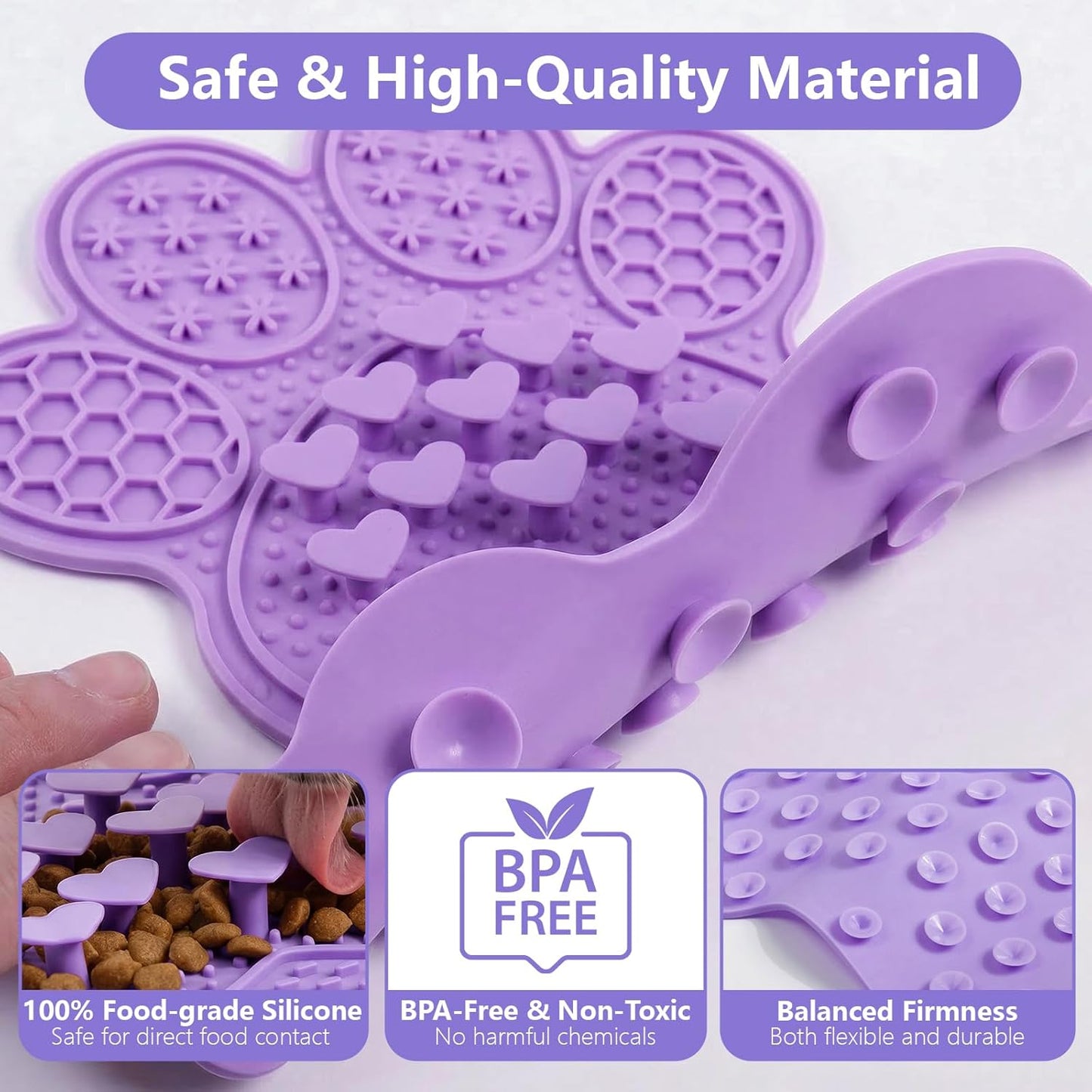 Dog Lick Mat with Suction Cups, Slow Feeder & Enrichment Mat for Dogs & Cats, Silicone Feeding Mat for Wet & Dry Food, Anxiety Relief, Mess-Free Foldable Pocket Design, Pink