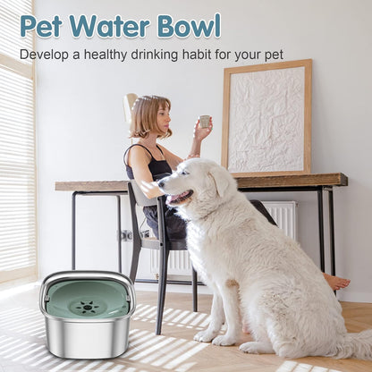 UPSKY 3L Dog Water Bowl 101oz Stainless Steel No Spill Large Capacity Dog Food Water Bowl Slow Water Feeder, Spill Proof Pet Water Dispenser Vehicle Carried Travel Water Bowl