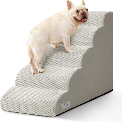 Airpanda Dog Stairs for Small Dogs and Cats – 3 Step Pet Ramp for Couch & Sofa, Non-Slip Dog Steps for Pets, Washable Cover, High-Density Support Foam for Easy Climbing,Beige