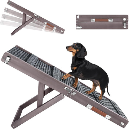 2026 Upgraded Dog Ramp for Couch, Foldable Small Dog Ramp for Sofa, 4 Adjustable Height from 13'' to 21", Portable Stable Pet Steps with Non-Slip Pad, Pet Ramps Use for Sofa Couch Stairs