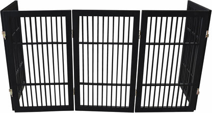 Urnporium Freestanding Wooden Dog Gate for Doorways – Foldable Acacia Wood Pet Gate, No Drill Portable Indoor/Outdoor Puppy Fence Barrier (White Pet Gate, 3 Panel 24" Tall)