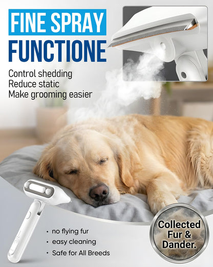 Dog Brush for Shedding & Cat Brush for Shedding, Deshedding Tool with Anti-Static Mist, Gentle Undercoat Remover, Pet Hair Remover, Self Cleaning, No Flying Fur