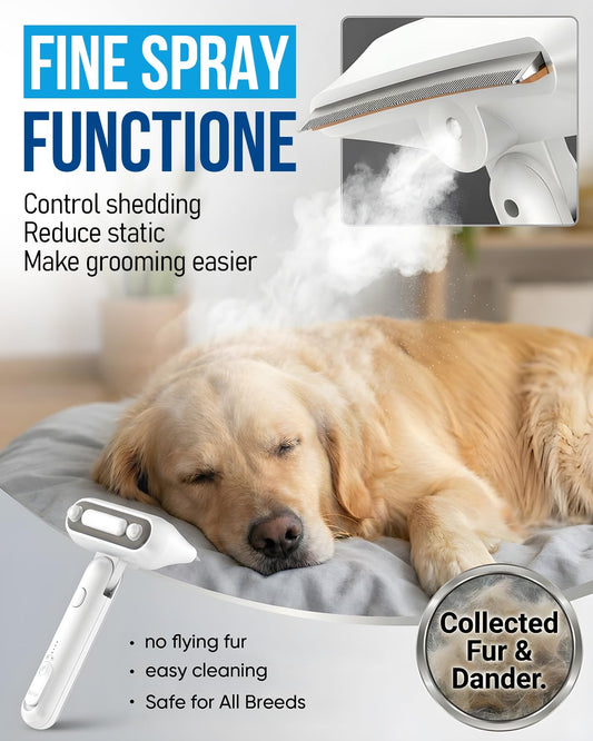 Dog Brush for Shedding & Cat Brush for Shedding, Deshedding Tool with Anti-Static Mist, Gentle Undercoat Remover, Pet Hair Remover, Self Cleaning, No Flying Fur