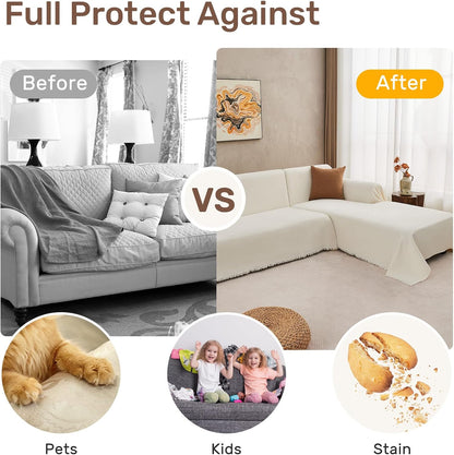 Sectional Couch Covers, 2 Pieces Washable L Shaped Couch Covers Sofa Blanket for Dogs Pet Friendly Sectional Sofa Slipcovers Furniture Covers,71"x 110"+ 71"x 118",(X-Large,Dark Gray)