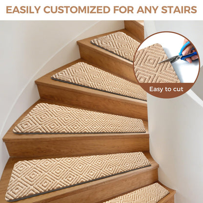 BAGAIL 15 Pack Non-Slip Stair Treads for Wooden Steps, 8"x30" Peel and Stick Carpet Stair Runners, Machine Washable Indoor Step Covers with No-Residue Adhesive for Dogs, Kids & Elderly - Dark Gray