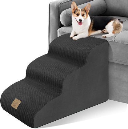 Mestuel 2-Tiers Extended Dog Stairs Steps for Couch Sofa, Dog Stairs for Small Dogs, Pet Stairs Ramp Ladder Friendly to Small Old Joint Injury Dogs Cats,Non-Slip & Washable,Blue