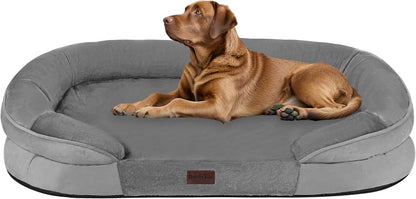 Dwanton Orthopedic Dog Bed for Medium Dogs with Gel Memory Foam, Waterproof Dog Sofa, Washable Pet Bed with Four Sided Bolster Cushion, Removable Cover & Non-Slip Bottom, 36", Dark Gray