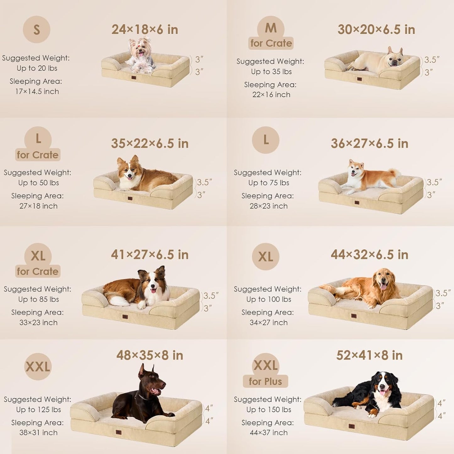 EHEYCIGA Orthopedic Dog Beds for Extra Large Dogs 44x32Inch, Waterproof Memory Foam XL Pet Bed with Sides, Non-Slip and Egg-Crate Foam Big Dog Couch Bed with Washable Removable Cover, Grey