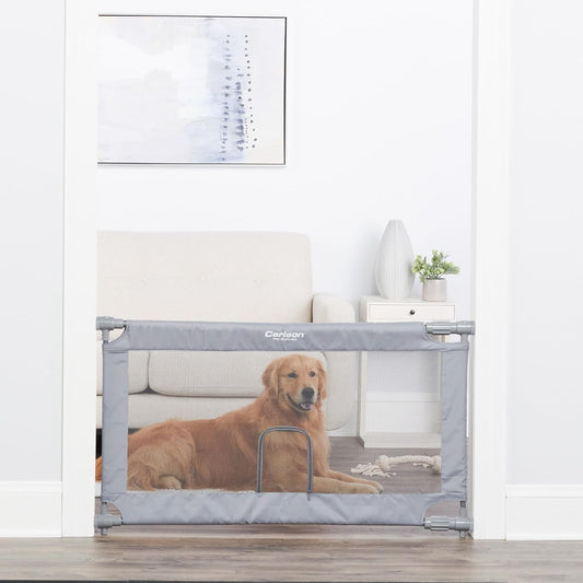 Carlson Pet Products 50" Extra Wide Retractable Dog Gate for Doorways & Bottom of Stairs, Easy Install Pet Gate, Gray