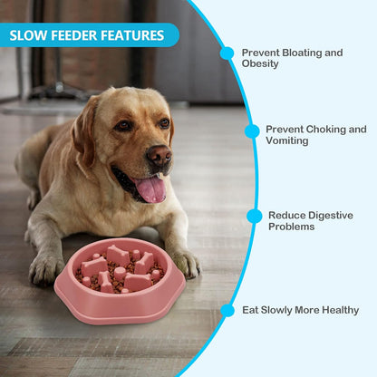 UPSKY Slow Feeder Dog Bowl Anti-Chocking Slower Feeding Pet Puzzle Bowls, Interactive Bloat Stop Dog Food Dishes Non-Slide Dogs Lick Treat for Small Medium