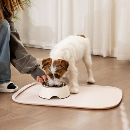 Conlun Dog Food Mat,1/2 Inch Raised Edges Cat Feeding Mat,BPA-Free Silicone Pet Mats for Floor Waterproof,Rubber Placemats for Food and Water Bowls(Natural Tan,18.9"x11.8")