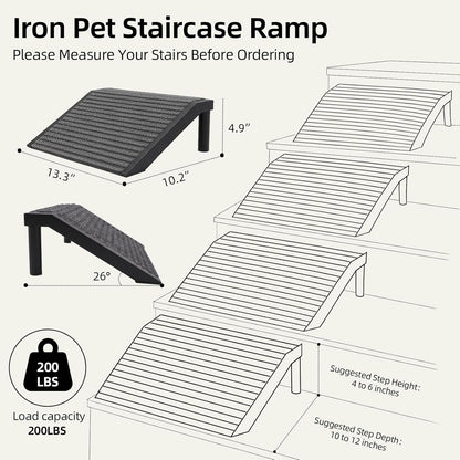 Dog Ramp for Stairs – Non-Slip Pet Steps with Locked-in Carpet & Iron Frame, Helps Senior Dogs & Small Breeds Climb Safely (2-Pack)