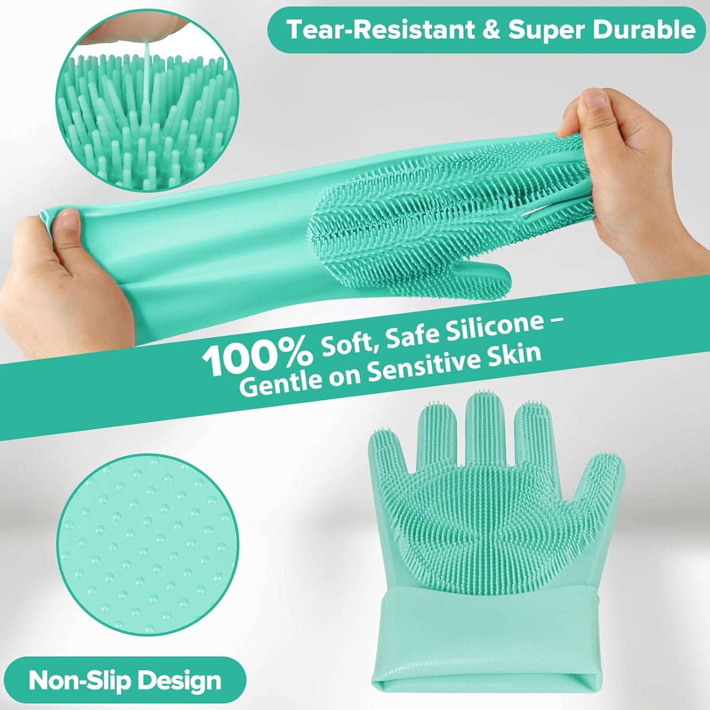 Augwind 6PCS Pet Grooming Kit for Dogs, Cats and Horses | Dog Washing Gloves | Cleanroom Gloves | Dog Bath Brush | Dog Bath Gloves | Dog Shampoo Brush | Dog Bath Supplies (Navy Blue)
