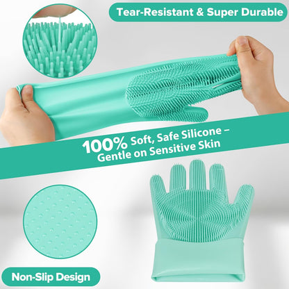 Augwind 6PCS Pet Grooming Kit for Dogs, Cats and Horses | Dog Washing Gloves | Cleanroom Gloves | Dog Bath Brush | Dog Bath Gloves | Dog Shampoo Brush | Dog Bath Supplies (Navy Blue)