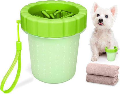 Dog Paw Cleaner Cup, Soft Silicone, Portable, Easy to Clean, Removes Mud and Dirt, Grooming Accessory for Home, Travel – Green, M