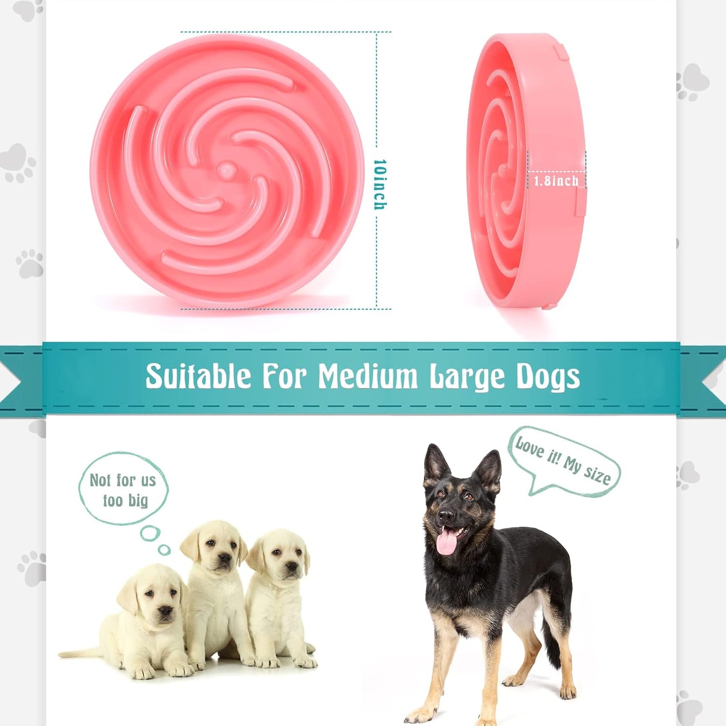 Slow Feeder Maze Puzzle Bowl - Large Dog Non Slip Interactive Food Dishes - Bloat Stop, Choking Prevention - Pink