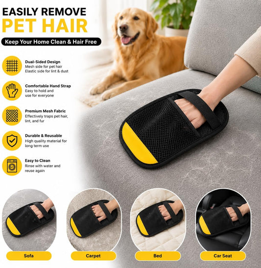 Pet Hair Remover Glove for Dogs & Cats – Reusable Fur Cleaning Mitt for Couch, Carpet, Furniture & Clothes – Easy Lint & Hair Removal Tool