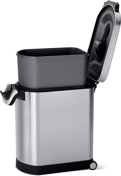 simplehuman Large Pet Food Storage Container, Holds 30-35 lb / 14-16 kg of Dry Dog Food, Cat Food, or Bird Seed, Airtight Lock-Tight Lid with Magnetic Scoop, BPA-Free, Brushed Stainless Steel