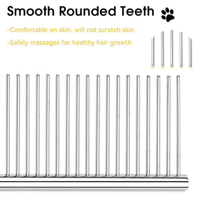 BEVTEE Dog Combs for Grooming Matting, 3 Pack Metal Comb for Pet Cat Greyhound Poodle Doodle, Removing Tangles & Knots, 6.3"/7.4"