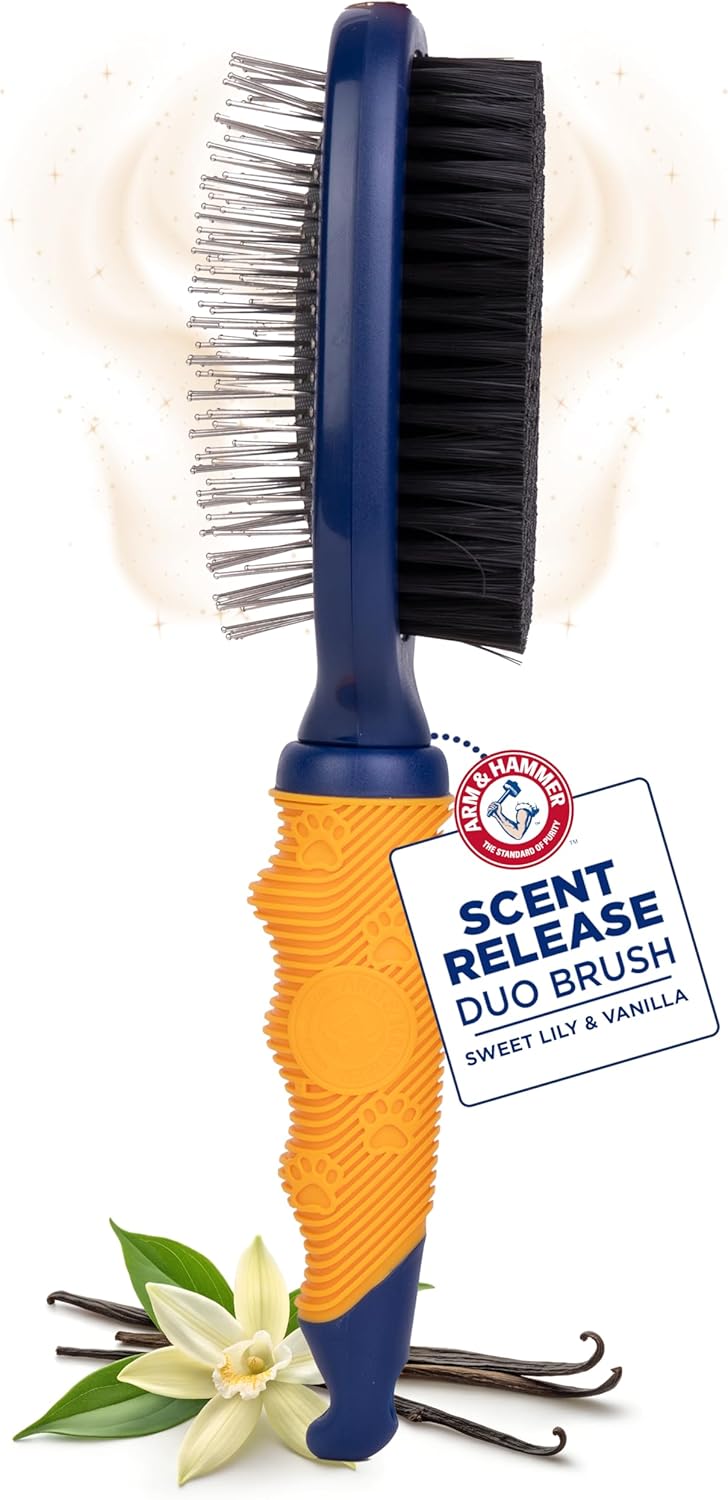 Arm & Hammer Deodorizing Dog Grooming Comb, Fragrance Transfer Technology with Baking Soda, Fine & Standard Teeth for Detangling & Flea Removal, Dematting Tool for Dogs, Sweet Apple & Rose Scent