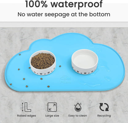 Ptlom Silicone Pet Placemat for Dogs and Cats, Non-Slip Waterproof Dog Feeding Bowl Mats for Food and Water, Small Medium Large Pet Puppy Tray Mat Prevent Residues from Spilling onto The Floor, Beige