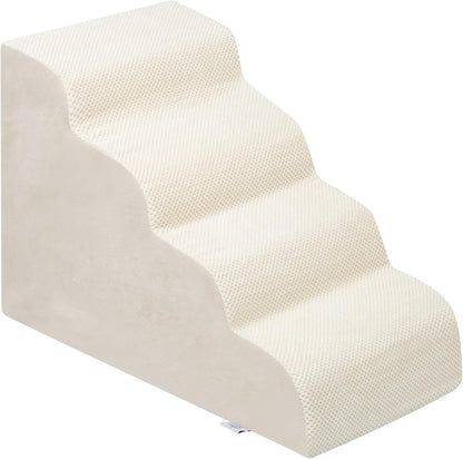 Dog Stairs for Small Dogs - High Density Foam Dog Ramp, Extra Wide Pet Steps with Non-Slip Bottom for High Beds, Couche and Sofa, Best for Pet Injured, Older Dogs Cats (Grey, 4 Steps)
