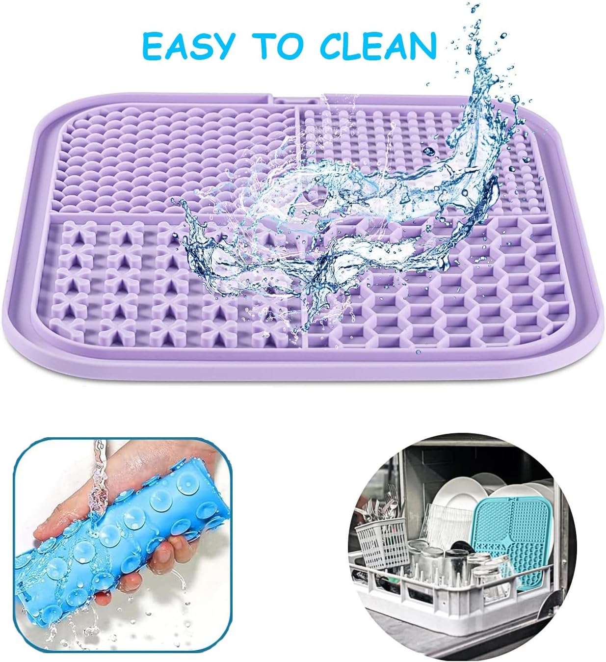 Lick Mat for Dogs Cats, 7.9" Large Licking Pad, Food Grade Silicone Slow Feeder Mat with Strong Suction Cups, Anxiety Relief Lick Pad for Bathing Grooming Training, 4 Pack