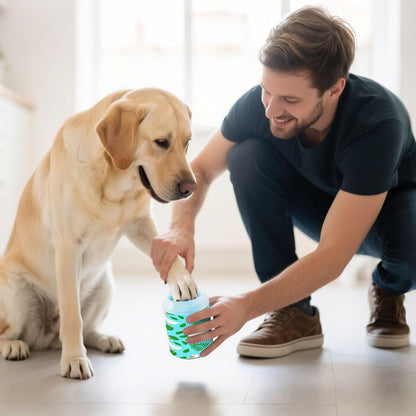 White Ducks Dog Paw Cleaner, Pet Foot Washer Cup with Detachable Body Wash Brush for Small Medium Large Dogs and Cats