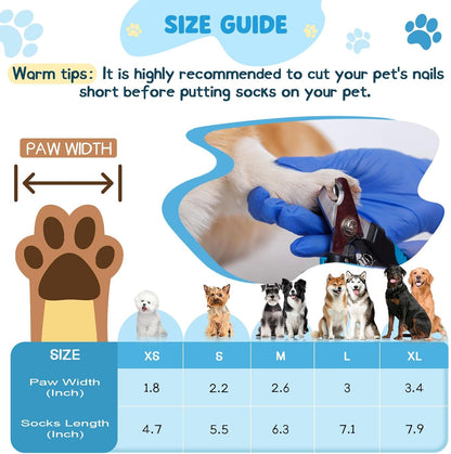 HeavenEye Anti Slip Dog Socks, Dog Paw Protectors Maximum Grip Prevent Licking Paws Slipping, Paw Protector for Hot & Cold Pavement Shoes Boots for Small Medium Large Senior Dogs(White Bone,L)