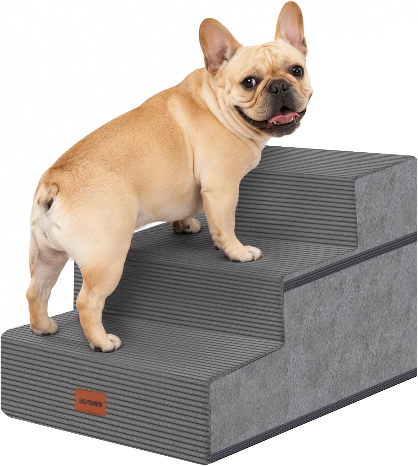 Dog Stairs for Small Dogs, 13.5" H, 3-Step Pet Steps for Couch Sofa and Chair, Non-Slip Balanced Pet Ramp for Medium Cats,Indoor Dog Ladder, Grey