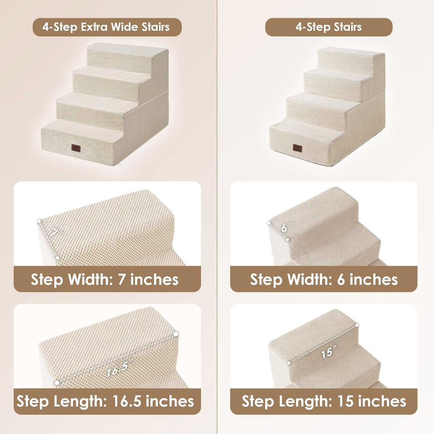 EHEYCIGA Dog Stairs for High Bed 22.5" H, 5-Step Dog Steps for Bed, Pet Steps for Small Dogs and Cats, Non-Slip Balanced Pet Ramp Indoor, Grey