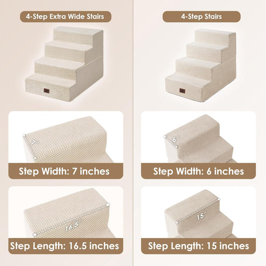 EHEYCIGA Dog Stairs for High Bed 22.5" H, 5-Step Dog Steps for Bed, Pet Steps for Small Dogs and Cats, Non-Slip Balanced Pet Ramp Indoor, Grey